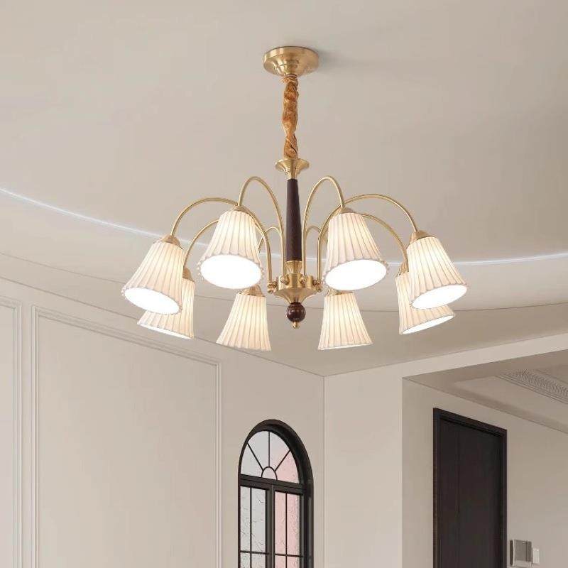 法式复古全铜奶油陶瓷客厅吊灯美式个性田园风民宿酒店卧室装饰灯