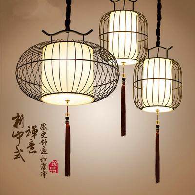 热销新中式铁艺鸟笼吊灯创意餐厅灯咖啡厅会所茶楼发廊酒店灯饰