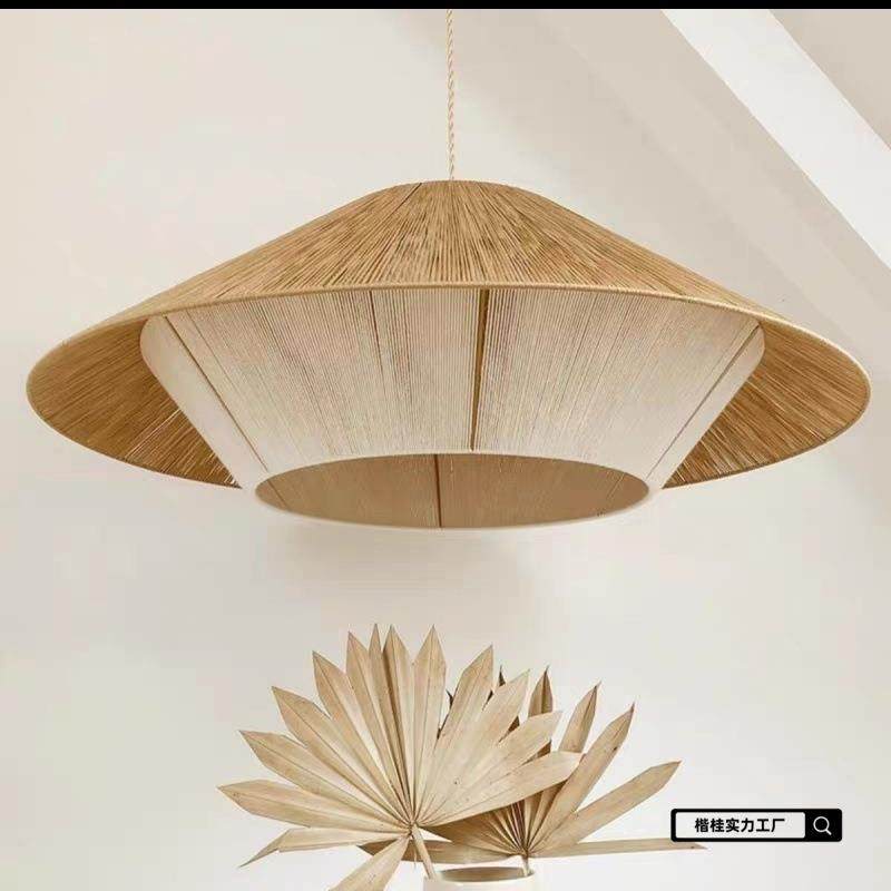 日式复古餐厅酒楼餐桌灯简约创意民宿客厅麻绳藤艺吊灯东南亚其他