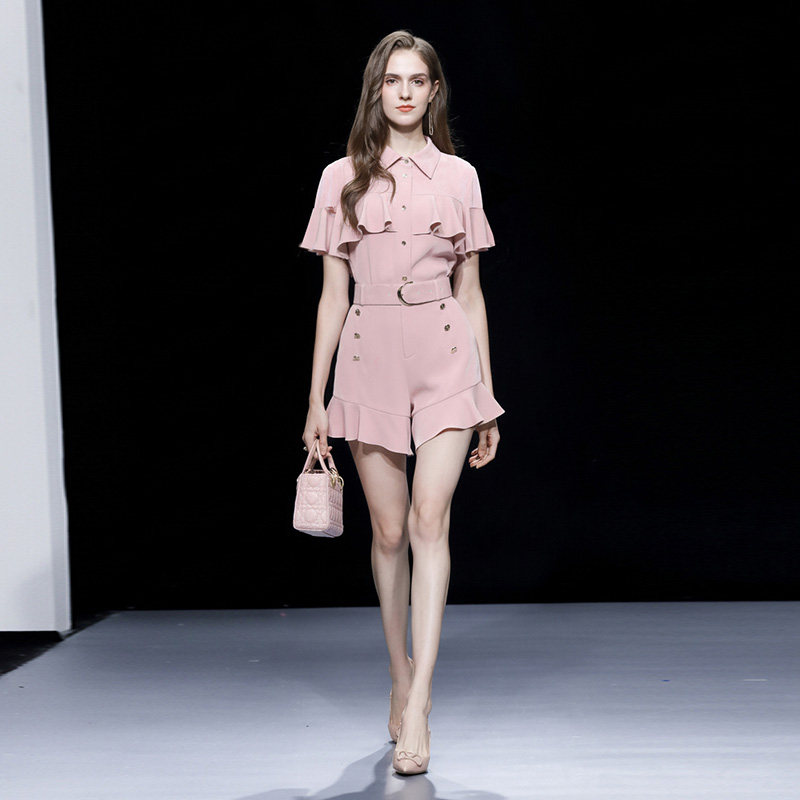 2026夏季新款时尚千金风荷叶边设计感衬衣+减龄百搭短裤套装女