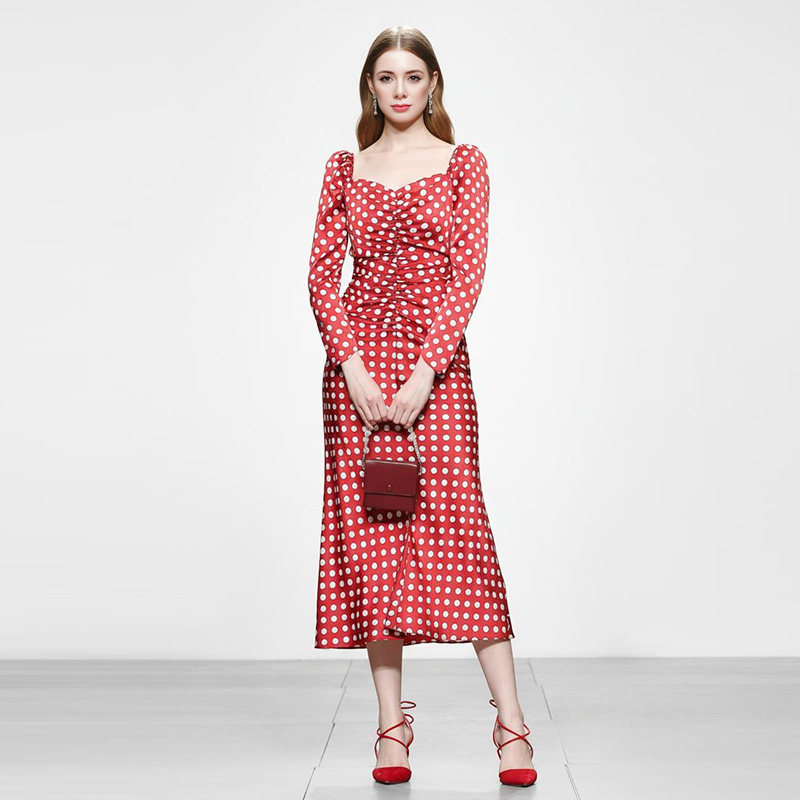 2026春季新款时尚珍珠链条泡泡袖九分袖褶皱收腰鱼尾裙摆连衣裙,女装/女士精品,连衣裙,淘宝优惠券,粉丝福利购,淘宝优惠卷