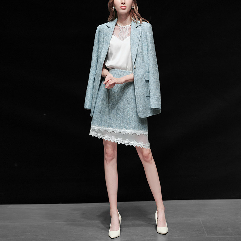 Q秋冬季女装2020新款小香风气质两件套粗花呢西装外套裙子套装