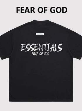 FEAR OF GOD涂鸦字母ESSENTIALS美式潮牌宽松男女情侣FOG短袖T恤