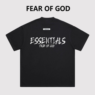FEAR OF GOD涂鸦字母ESSENTIALS美式潮牌宽松男女情侣FOG短袖T恤