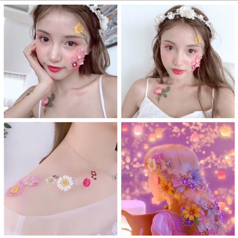 ins 仙女森林系林小宅同款鲜花妆少女干花妆花朵妆容艺术写真自拍
