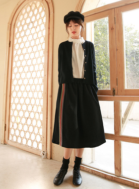 半身裙女2025新款秋季文艺黑色不规则全棉 a字显瘦长裙百搭宽松