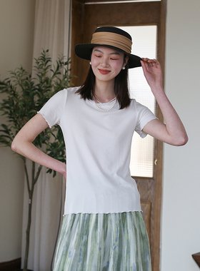 夏季白色T恤女 新款显瘦圆领上衣通勤百搭休闲纯色时尚女套头短袖