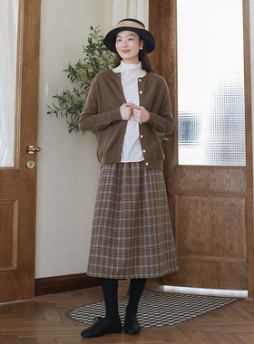 2025秋冬格子半身裙 羊毛呢半身式a裙文艺百搭显瘦中长款半裙长裙