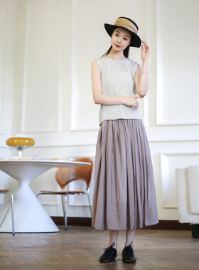 ZAN原创新款纯色丝棉半身裙 夏季a字中长款半裙 显瘦百搭半身长裙
