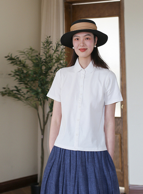 2025新款上衣 夏季白色套头文艺纯棉短袖通勤显瘦纯色百搭女士t恤