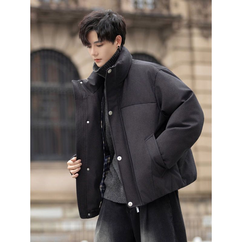 立领休闲男士加厚夹克2025新款秋冬季轻薄羽绒服外套短款休闲外套