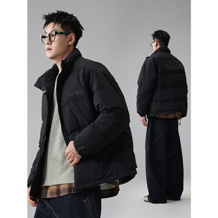 90白鸭绒大码刺绣羽绒服男冬季2025新款宽松休闲潮牌外套