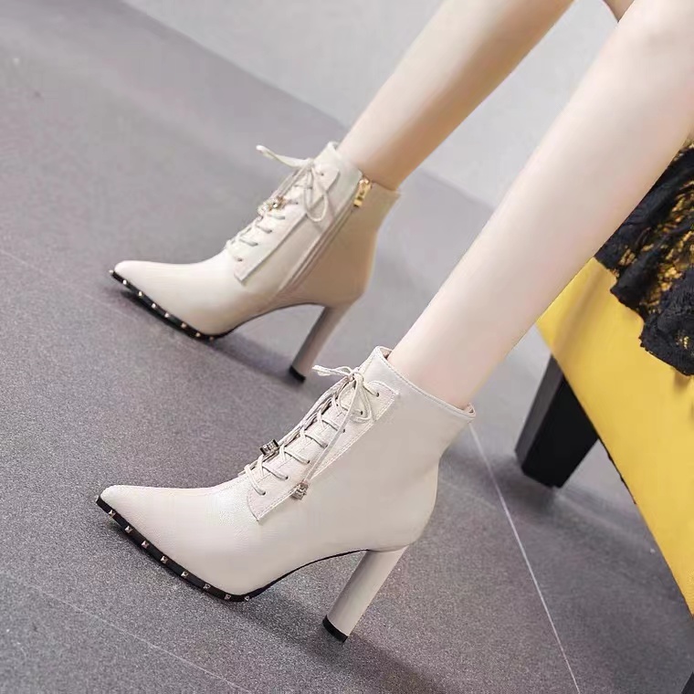 New Winter Pumps Lace-up High Heels Zipper Fashion Boots Women