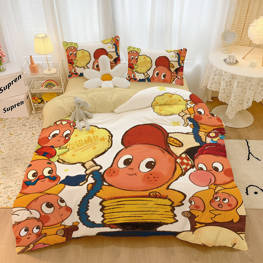 卡通星星人儿童全棉四件套床上用品纯棉被罩床单床笠全包套件学生