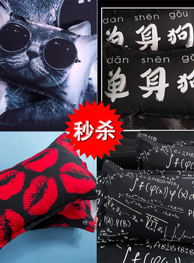 个性黑色学生宿舍单人龙猫枕头枕芯套二次元海贼王48*74枕套单件