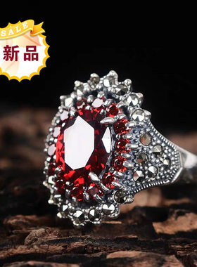 泰银戒指宝石指环夸张送妈妈礼物