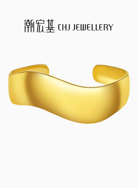 潮宏基至简S925银手镯不规则气质潮时尚欧美风简奢律礼物女实心