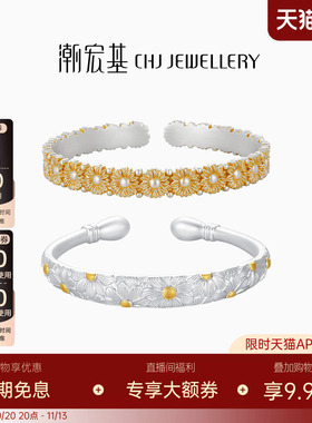 潮宏基追光足银手镯银镯子