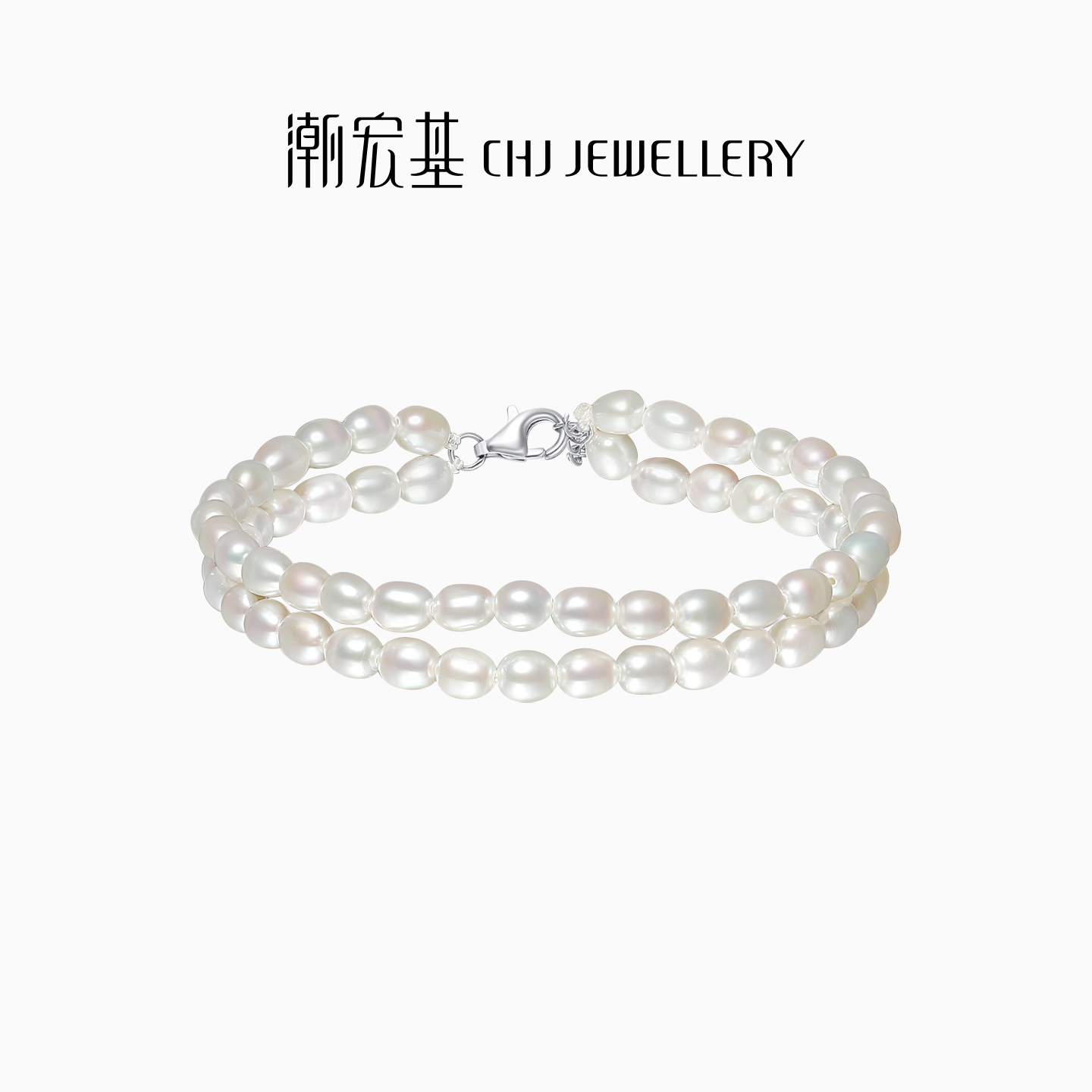 潮宏基银手链s925银淡水珍珠