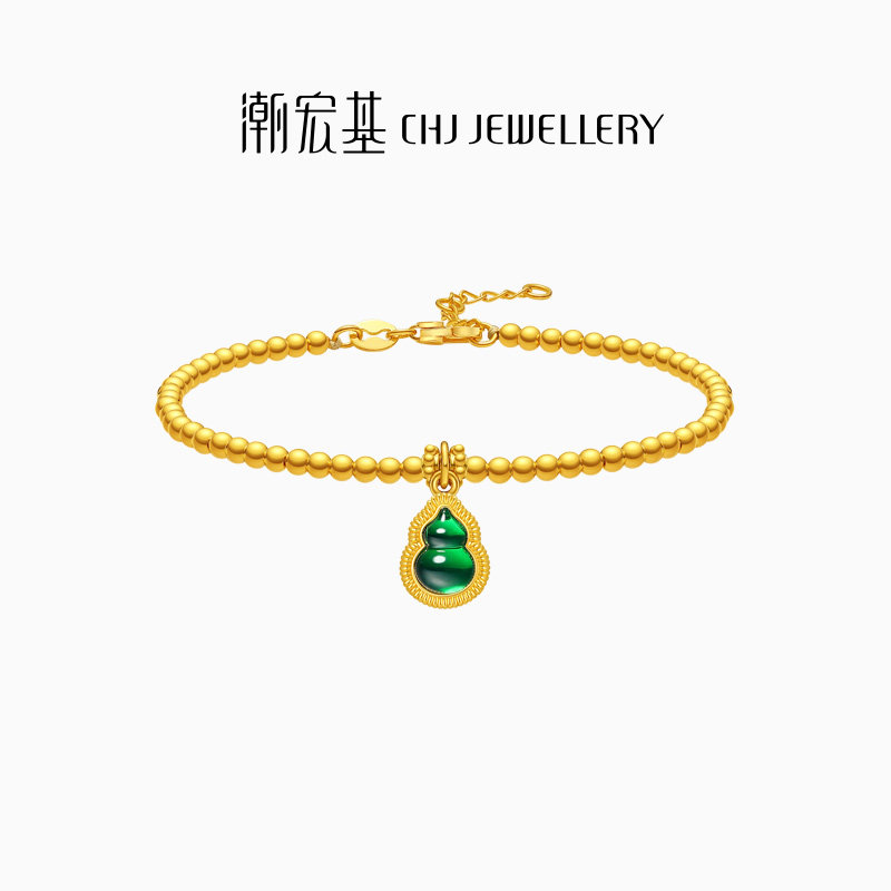 潮宏基佑系列黄金手链足金手串手饰5G金鎏彩葫芦福禄新中式 卟,黄金,细金工艺计价黄金手链,淘宝优惠券,粉丝福利购,淘宝优惠卷
