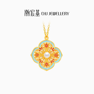 潮宏基花韵足金珍珠项链黄金套链新中式 计价 宋韵礼物结婚三金女