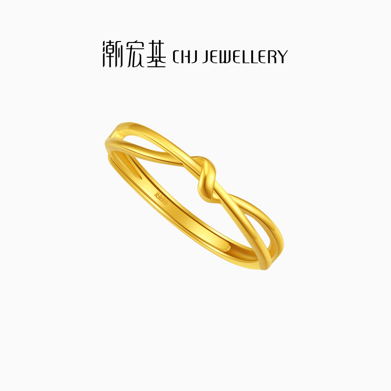 潮宏基至简足金戒指5G金