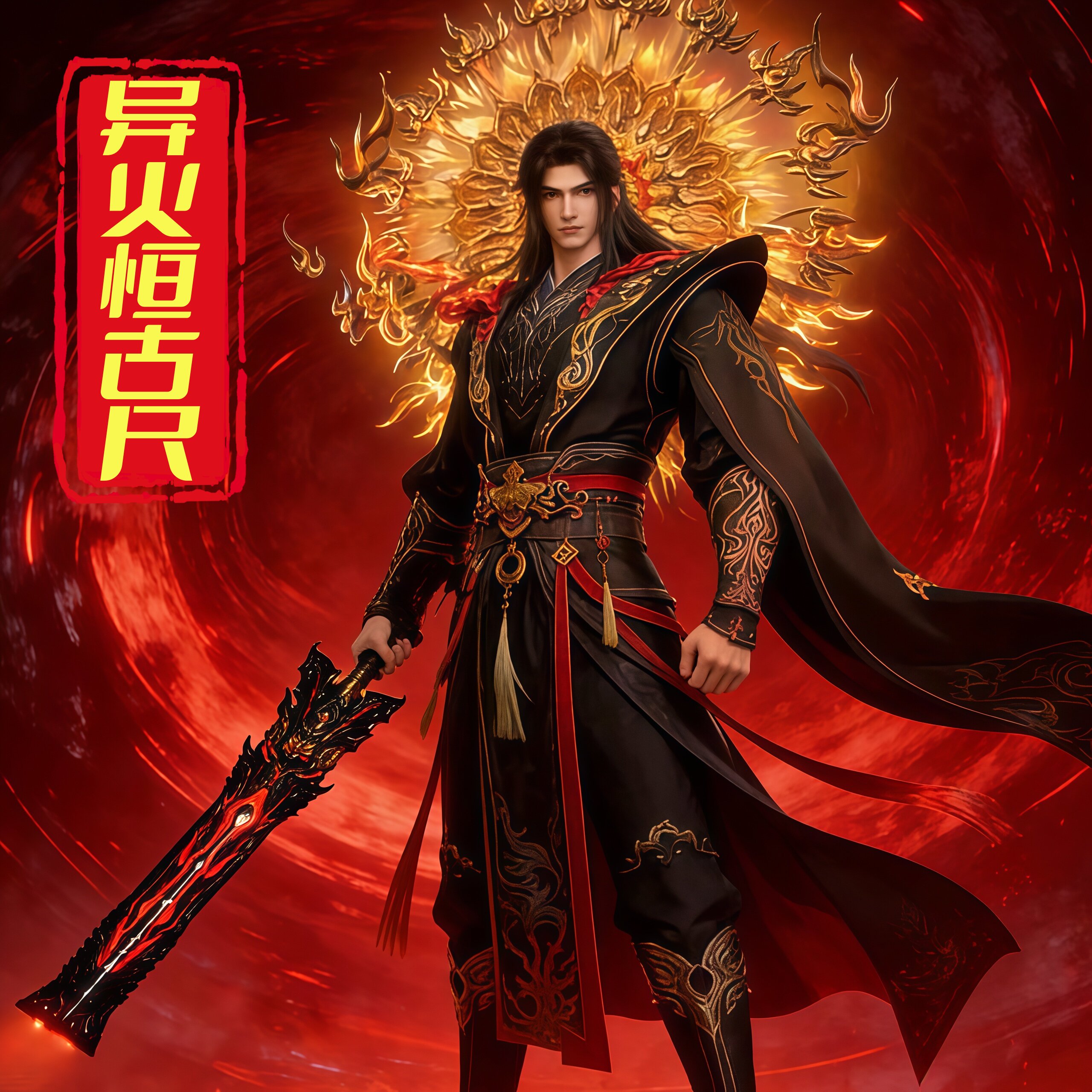 萧炎斗破苍穹动漫周边模型全金属玄重尺异火恒古尺22CM超大号PU