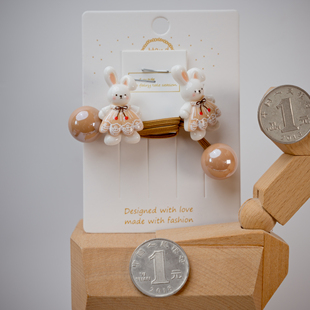 五对 亮面小兔儿童扎得紧双头发绳绕绕橡皮筋女生对扎皮套发扎 包邮