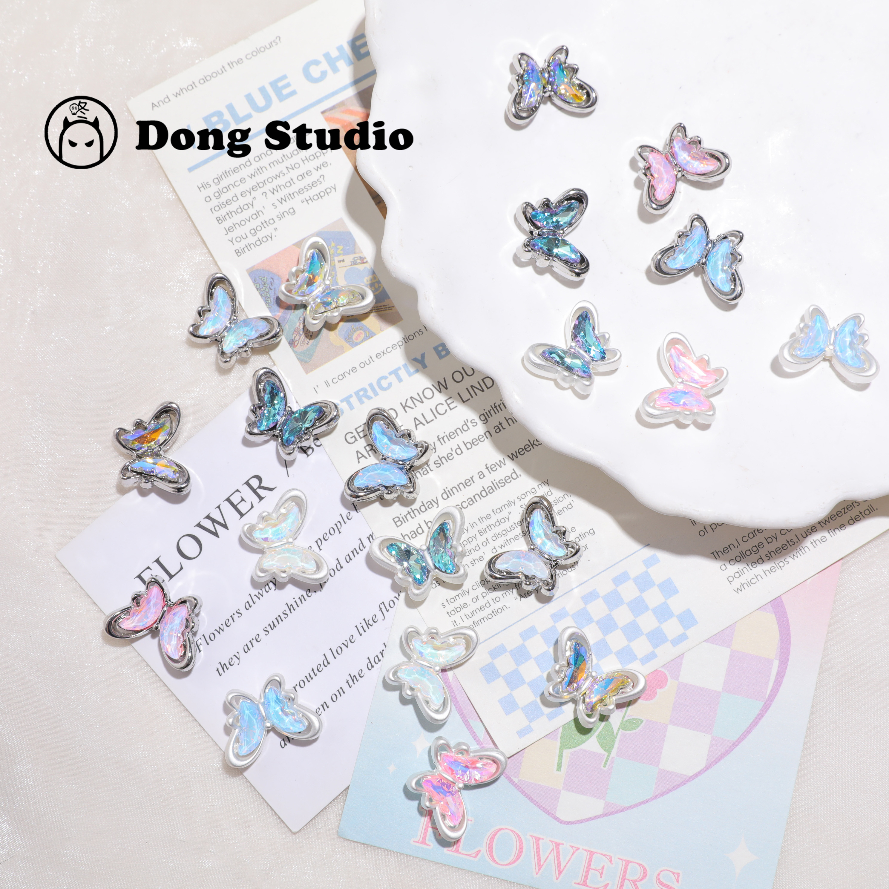 梦幻炫彩蝴蝶吊坠diy材料配件