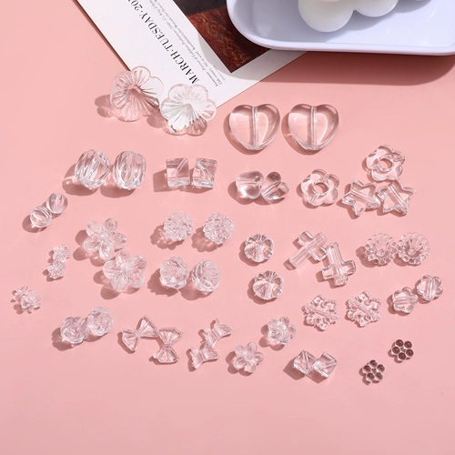 Прозрачные бусины, серьги ручной работы, ожерелье, аксессуары, в цветочек