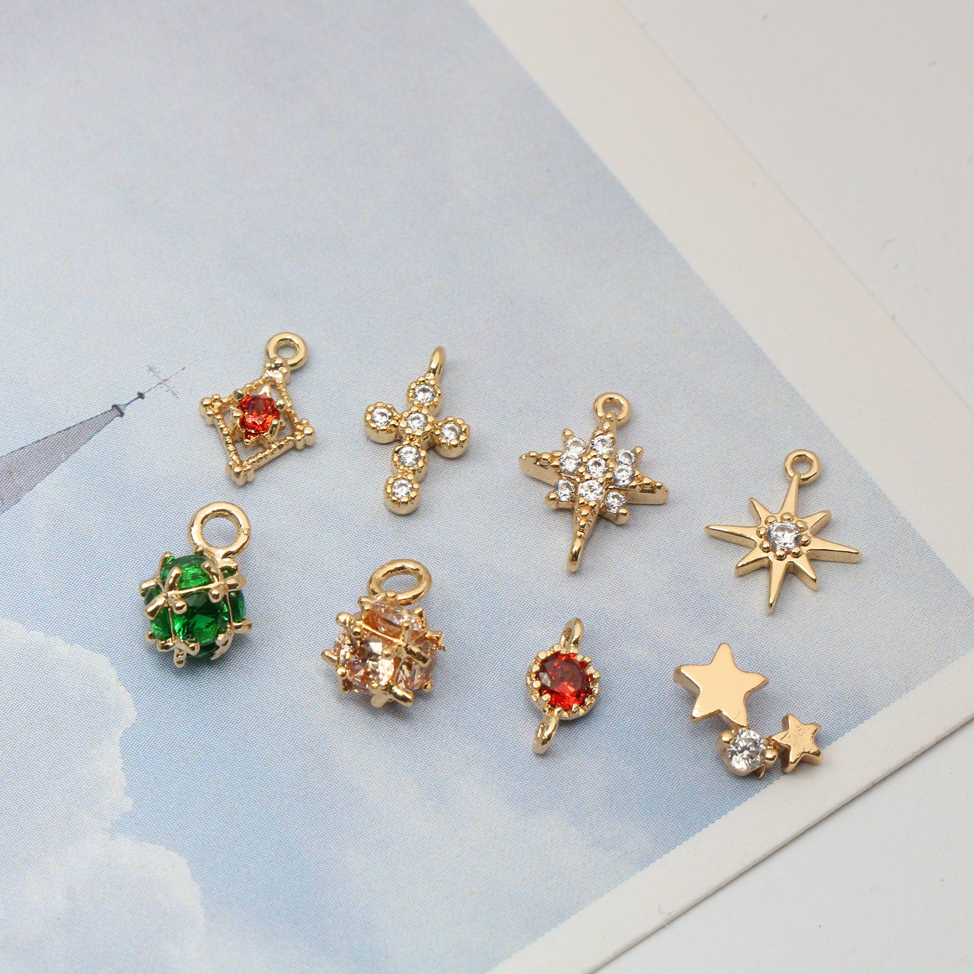铜镀真金微镶锆石钻星星十字架小吊坠DIY手工饰品耳环钉配件材料在类目 饰品/流行首饰/时尚饰品新, 项坠/吊坠中 - 来自Buy2taobao.com提供专业的淘宝代购服务