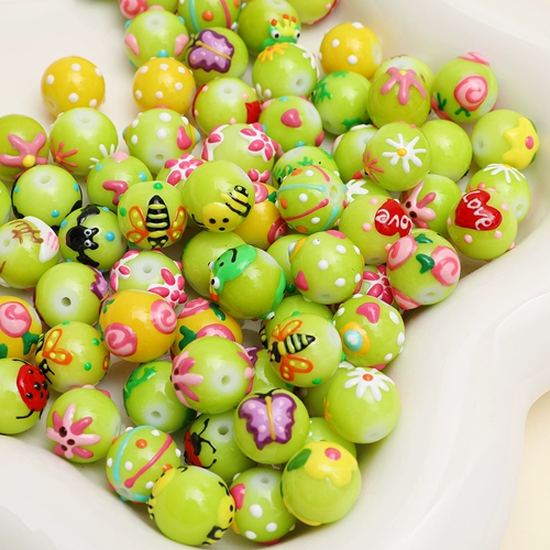 Милый свежий зеленый браслет ручной работы, ожерелье, аксессуары, ручная роспись, в цветочек, DIY