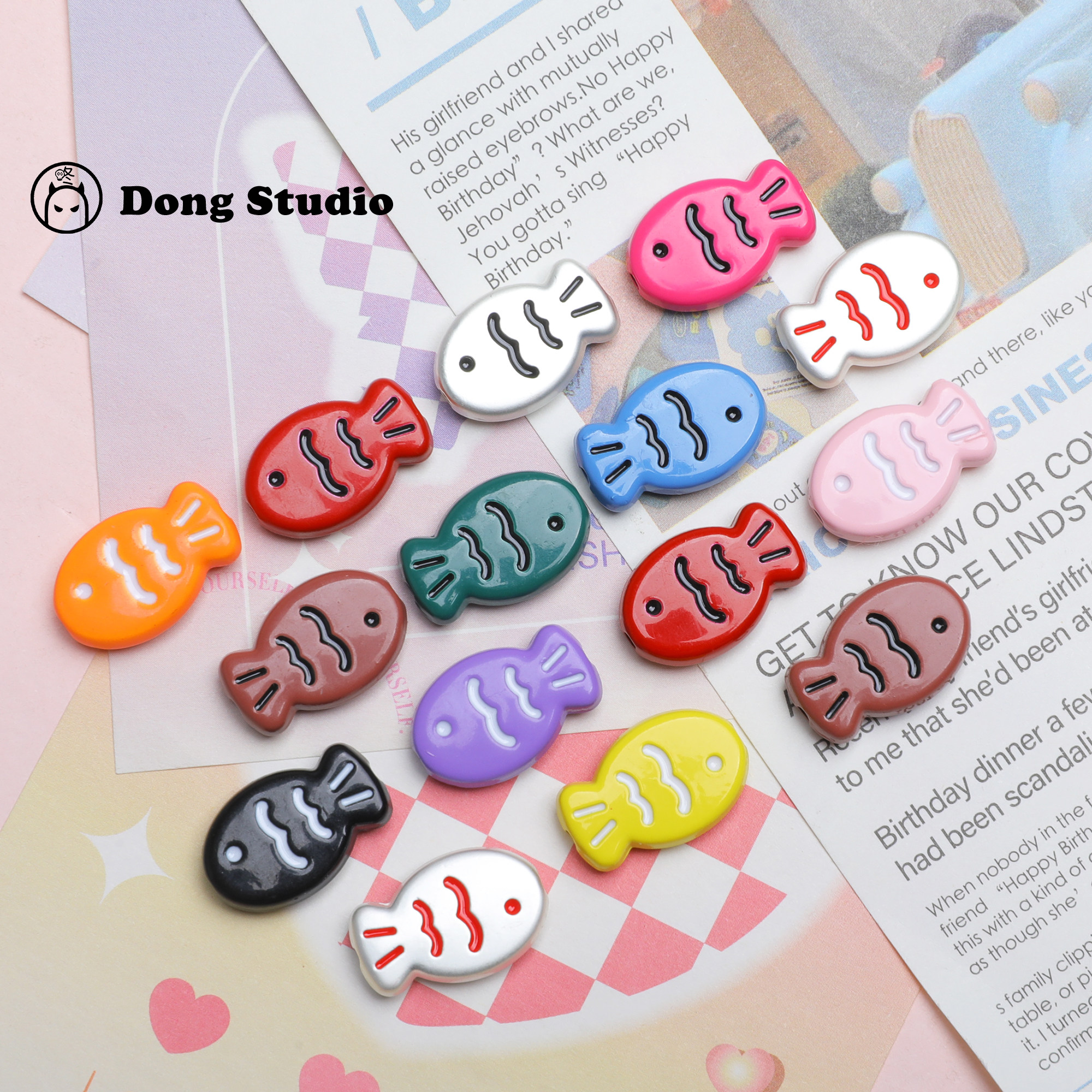 可爱糖果彩色鲷鱼烧小鱼合金串珠diy手工饰品手链项链配件材料