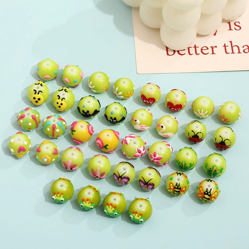 Милый свежий зеленый браслет ручной работы, ожерелье, аксессуары, ручная роспись, в цветочек, DIY