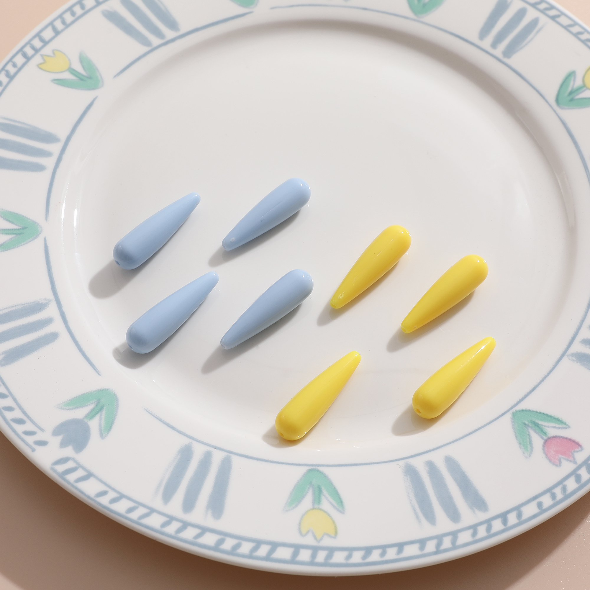 diy日系蓝色亚克力串珠饰品耳环