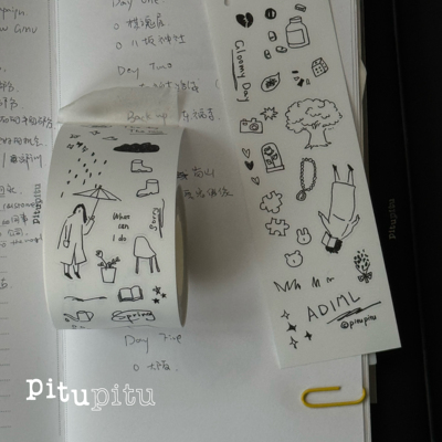 手帐素材装饰盐系字素插画简笔画