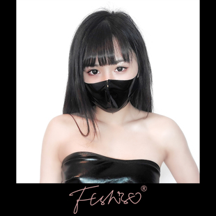 Ftshist窒息蒙面恋物癖动漫cosplay光泽乳胶pu漆皮3d立体剪裁口罩