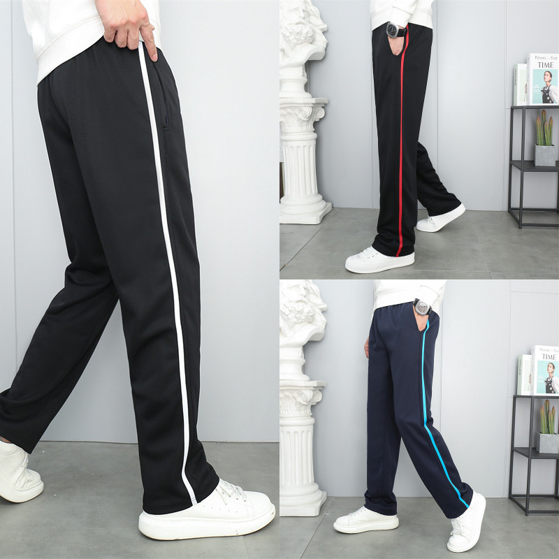 校服裤子藏蓝色一厘米白条男女初高中学生宽松直筒 1cm红条校服裤