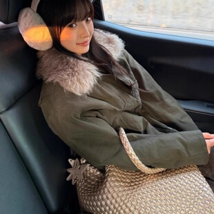 风军绿色工装外套女2025年秋季新款设计感可拆卸毛领夹克上衣