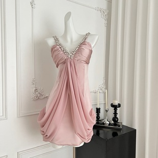 2025现货法式夏日海边度假风新品折浓情遐想~双色气质短款古早裙