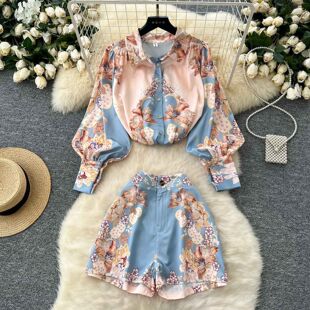法式套装女装2025新款春装两件套小个子休闲气质复古衬衫短裤套装