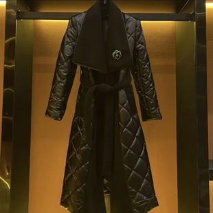 歐貨羽絨服女長款 新款 時尚 高端氣質雙面羊絨大衣拼接外套 2025冬季