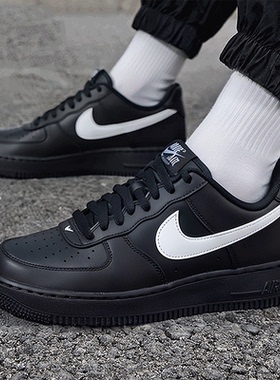 NIKE耐克黑色休闲鞋男鞋春季新款空军一号板鞋复古运动鞋子FZ0627