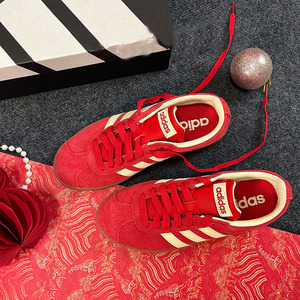 阿迪达斯官方正品女鞋 2026春季新款运动鞋红色德训鞋时尚T头鞋潮