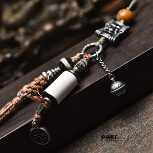 幸觉藏传也门剁珠文玩挂饰藏式腰挂配饰经书扣侧挂手工编绳钥匙挂