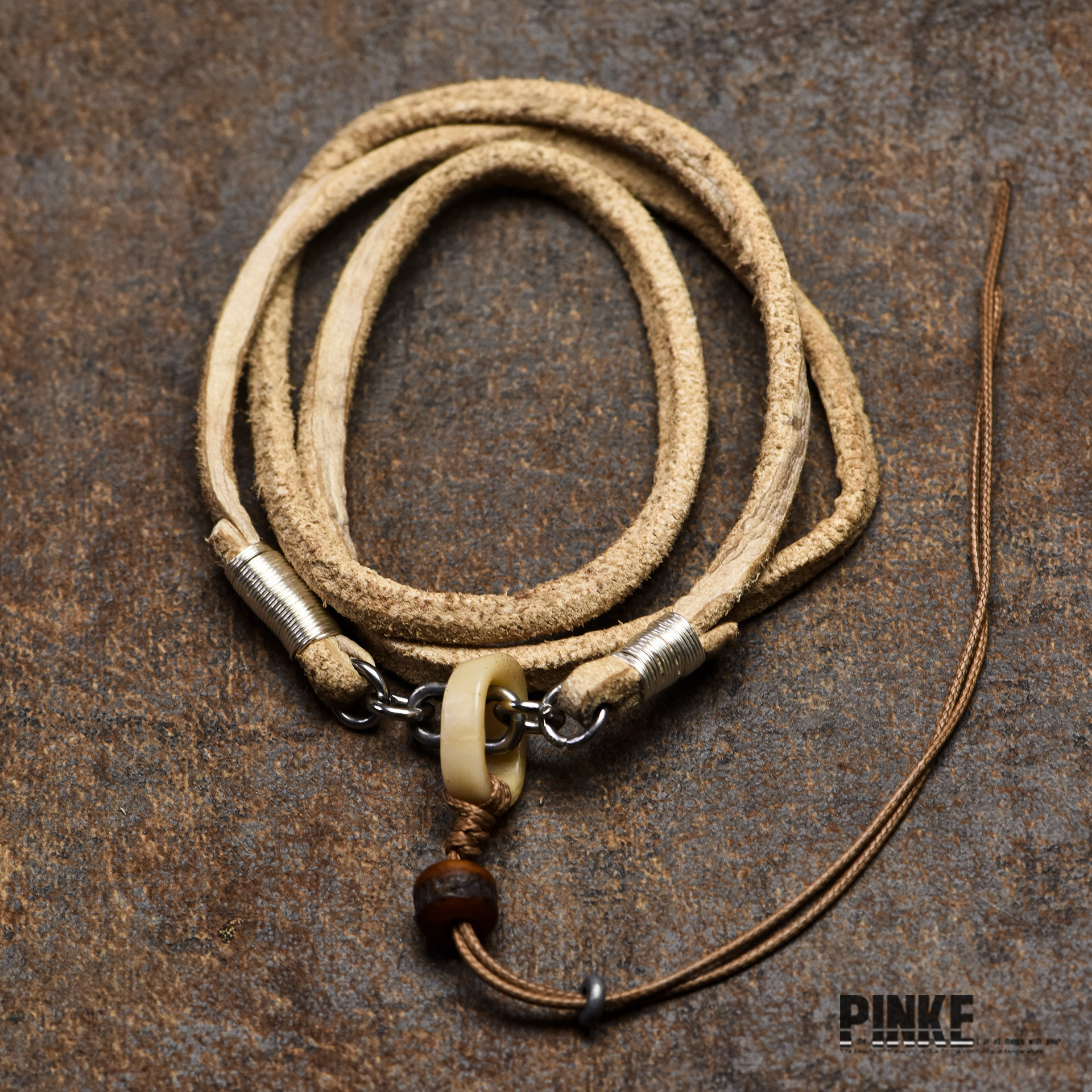 藏式牛皮绳吊坠挂绳唐卡脖挂绳男士手工diy复古项链绳竖挂天珠绳