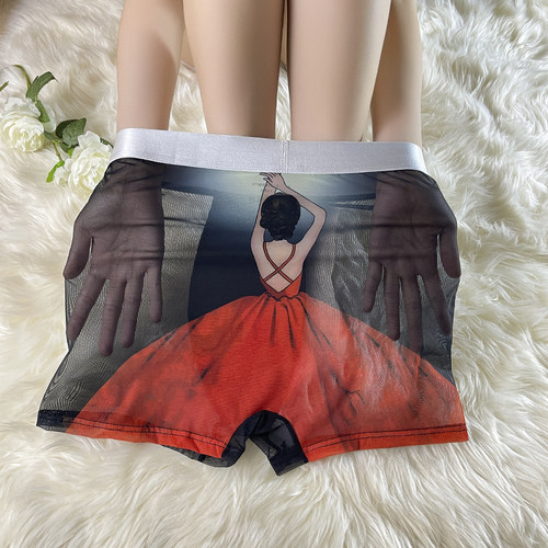 新款男士内裤纯欲风印花四角裤