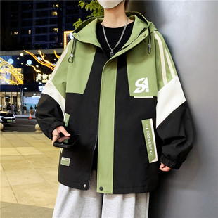 青少年春秋季新款外套男孩初中学生潮流帅气大童男装士夹克冲锋衣