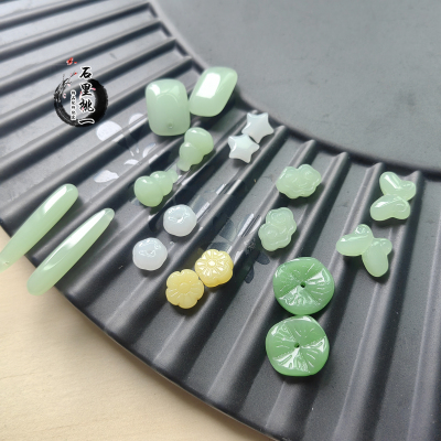 青玉色琉璃小配件通孔不掉皮不掉色diy手工编织手链项链吊坠耳饰