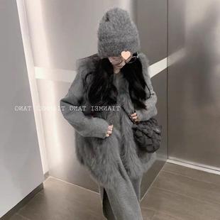 2025秋冬新款狐狸毛马甲女外搭托卡皮草背心羊羔绒马夹外套年轻款